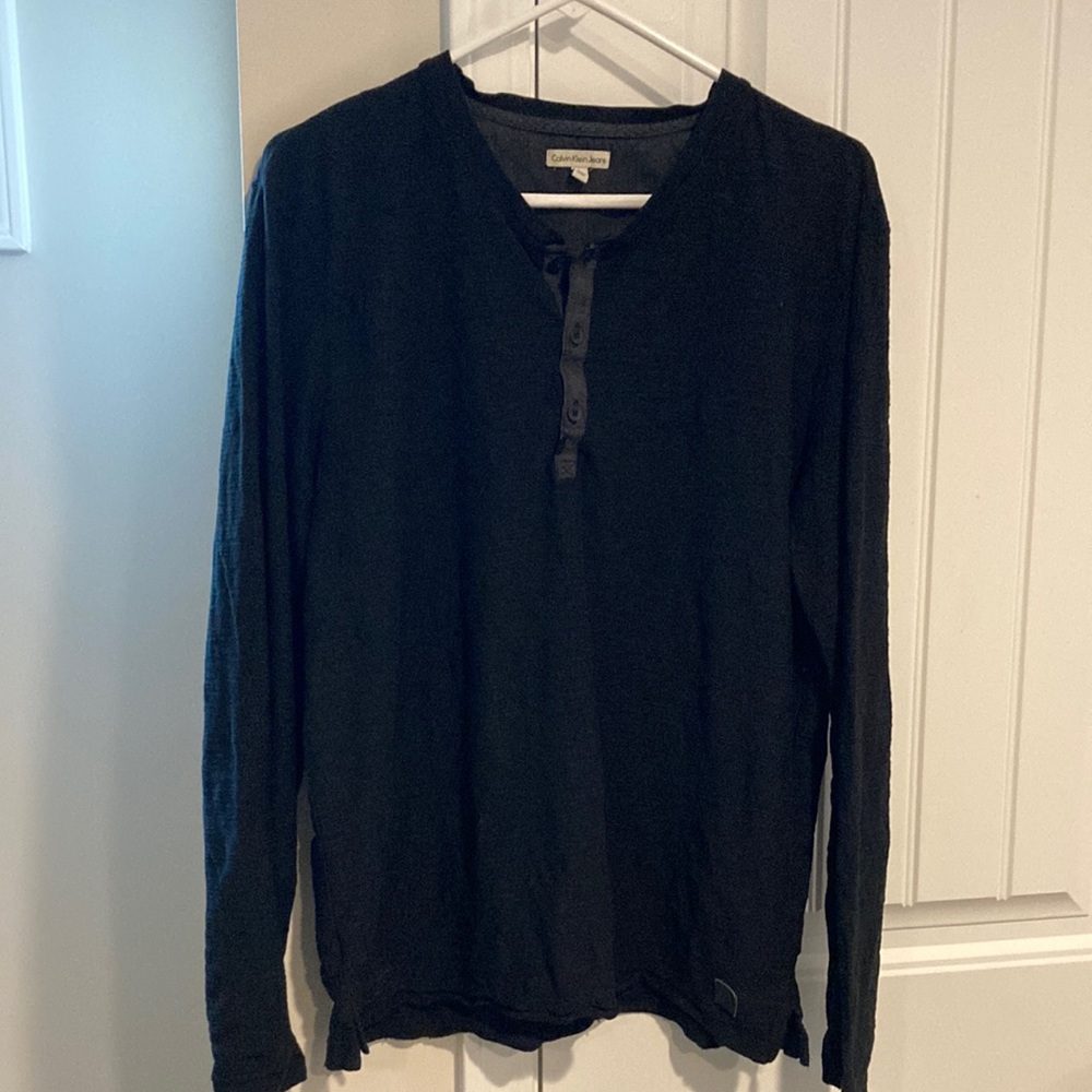 Calvin Klein Henley shirt size large color black